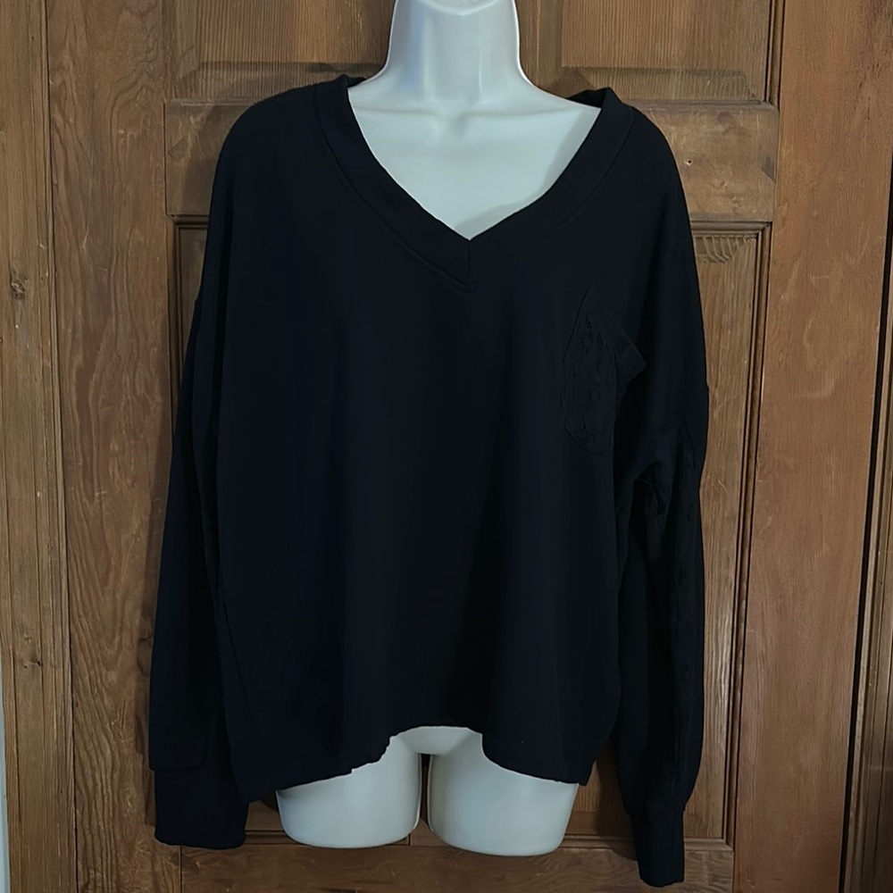 Bobi Los Angeles Women’s Black Sweatshirt With Lace Size XL